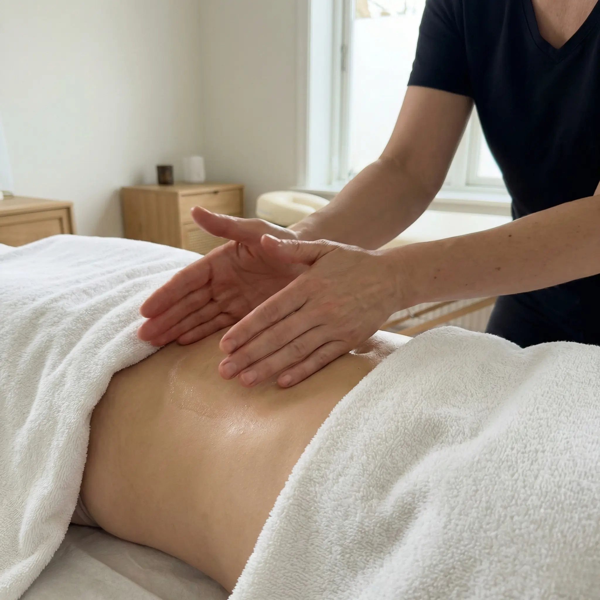 Massage abdominal — décompression ventre